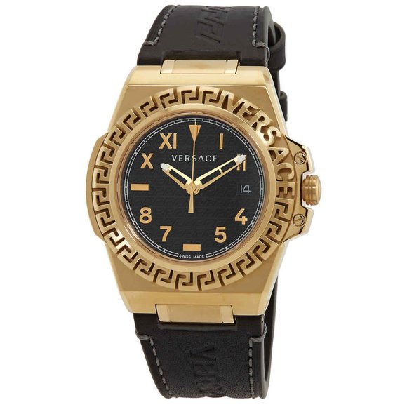 Men's Black Gold Versace 44mm Watch - Picture 1 of 3